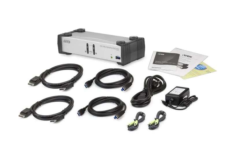 ATEN 2-port USB 3.0 DisplayPort Audio KVMP Switch support up to 3840x2160@30Hz W/(US/EU/OUT) CORD