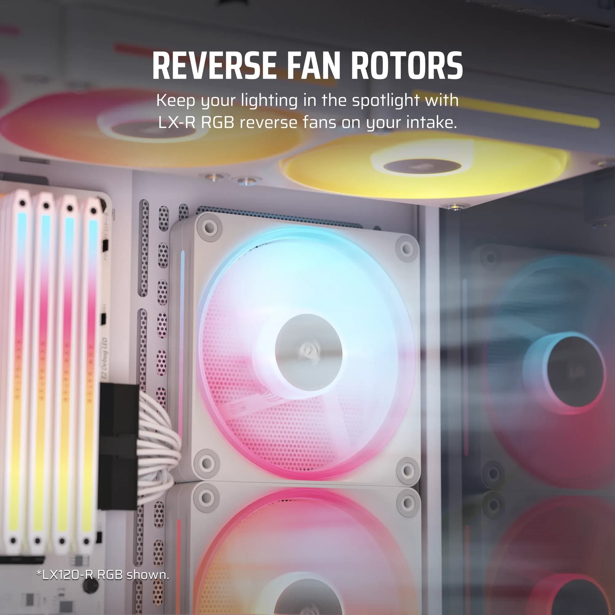 CORSAIR LX-R RGB Series; iCUE LINK LX140-R RGB White; 140mm RGB Fan; Dual Fan Kit.