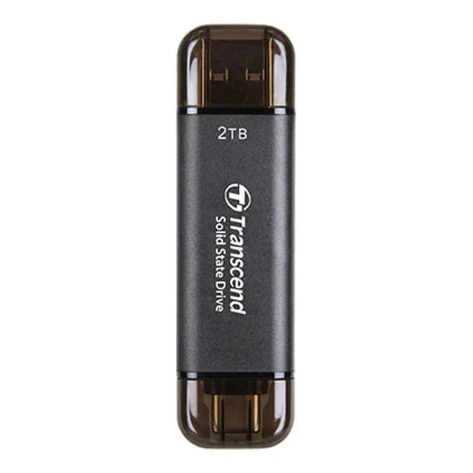 TRANSCEND 128 GB ESD310C USB3.2 TYPE A & C (USB 10Gbps) OTG COMPACT PORTABLE SSD - Read 1050MB/s Write 950 MB/s - Black
